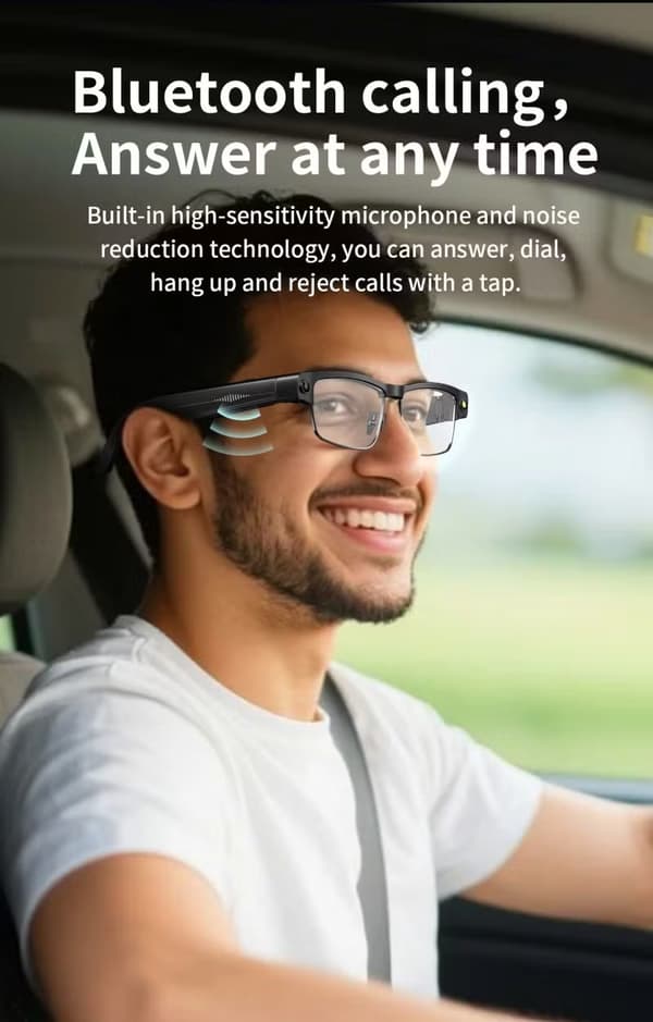 Tekoälyälylasit L802, Chat GPT, Bluetooth 5.4, 800W kamera, musta