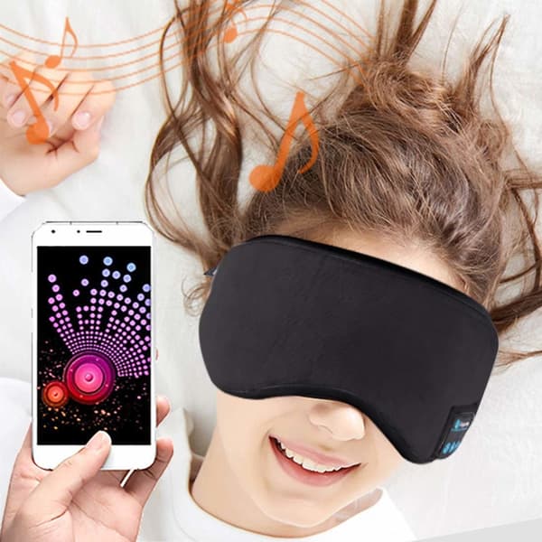 Bluetooth Sovemaske med Hovedtelefoner, Sort, Trådløs 5.0, Justerbar, Vaskbar