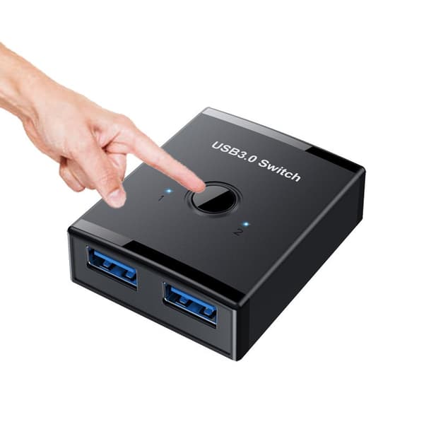 USB 3.0 Switch Selector 2-ind-1 ud, Printerdelingshub, Én-knaps skift