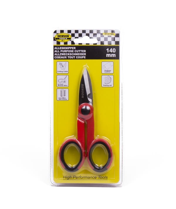 Universalkutter 14 cm, rustfritt stålblad, låsesystem, fjærbelastet, sklisikkert håndtak