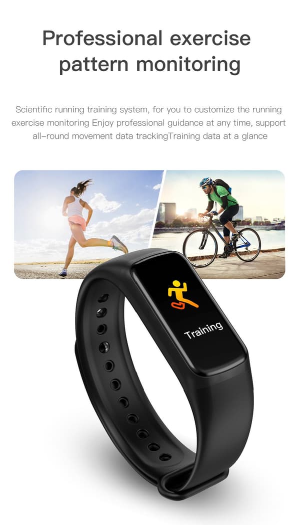 Fitness Tracker med Puls, Ilt i Blodet, Skridttæller, Sort