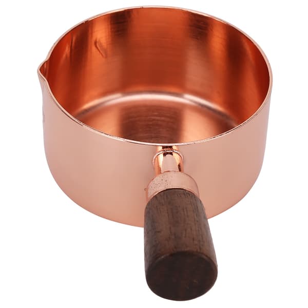 Roségull rustfri stålkasserolle med trehåndtak, 1/3 kopp, til matlaging