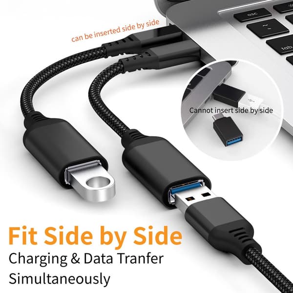 USB-C till USB 3.0-adapterkabel 5 Gbps, svart, 20 cm, aluminium