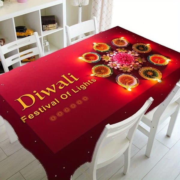 Julduk vattentät polyester rektangulär röd festlig dekorativ 160x100cm-12
