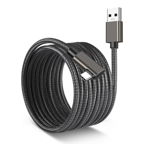 VR Link-kabel kompatibelt med Oculus Quest 2, mørkegrå 5m, USB-C, nylonflettet