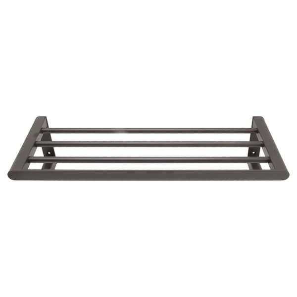 Vægmonteret håndklædeholder, sort, aluminium, badeværelseshylde, pladsbesparende, boring påkrævet
