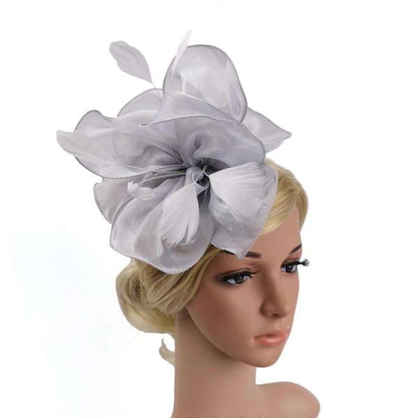 Bryllupsfascinator Hatt Dame Fjær Blomst Hårbånd Kirkete Selskap Hodeplagg D