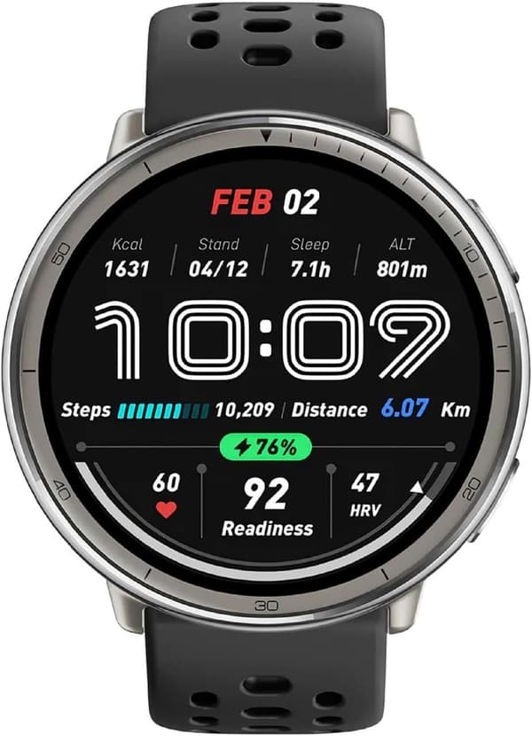 Silikone urrem kompatibel med Amazfit Active 2, sort, slidstærk åndbar rem