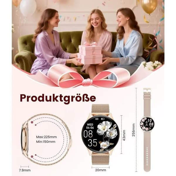 Smartwatch 1,43\" HD Always-On Display, Metalkabinet, IP67, Fitness Tracker, Pulsmåler