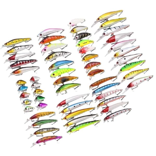 Fiskedragset 56 delar, Minnow hård bete blandat abborre, sötvattensfiskeutrustning 84-Piece Set, OPP Bag