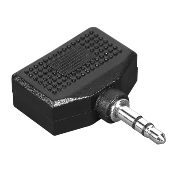 Lydadapter 2x3,5 mm Jack til 3,5 mm Stik, Sort, Dobbelt Hovedtelefonfordeler