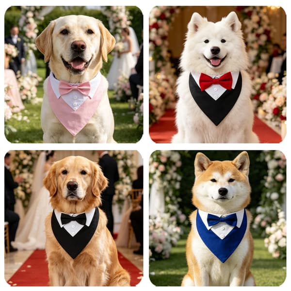 Hundbröllopskostym i brittisk stil med halsband och triangulär bandana, polyester, röd blå svart rosa, S M L M-Black