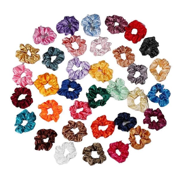 35 stk. Dame Satin Scrunchies Elastisk Hårbånd Knold Maker Farverig