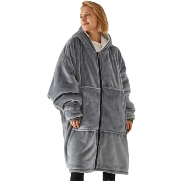 Oversized Fleece Hættetrøje 110cm, Grå, Syntetisk, til Hverdag