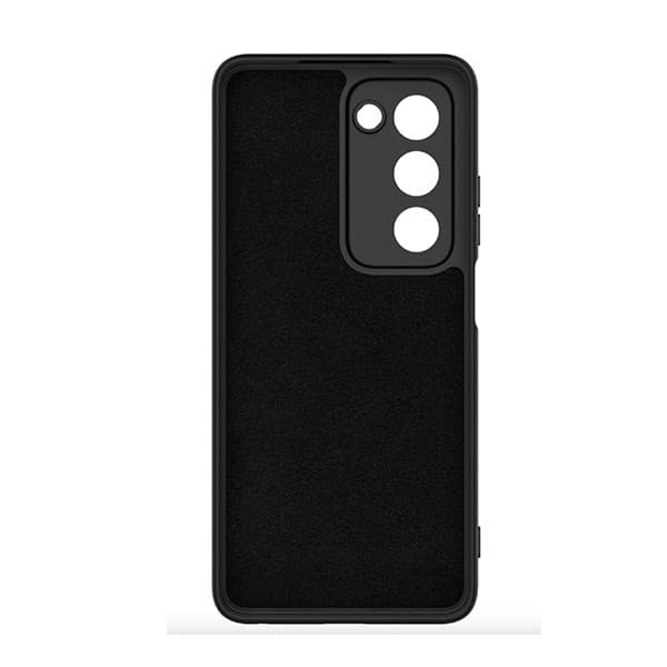 Hærdet glas-sæt med flydende silikonecover til Oppo A5 4G, sort