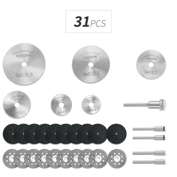 31-delars bågfilsbladssats, höghastighetsstål för träbearbetning, silver, 104g