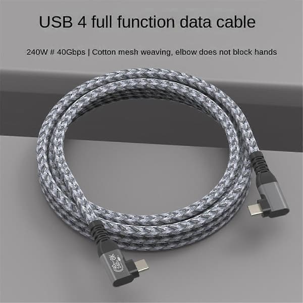 USB4 armbåge typ C dataöverföringskabel USB C PD240W snabbladdning 1,5M