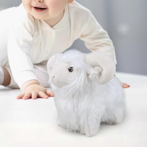 Blødt fåreplysdyr til dekoration af stue White
