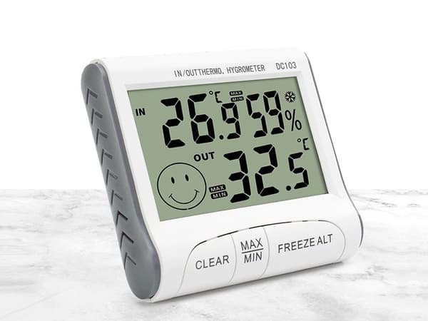 Værstasjon Termometer Hygrometer, Innendørs Utendørs Temperatur Fuktighetssensor, LCD-skjerm