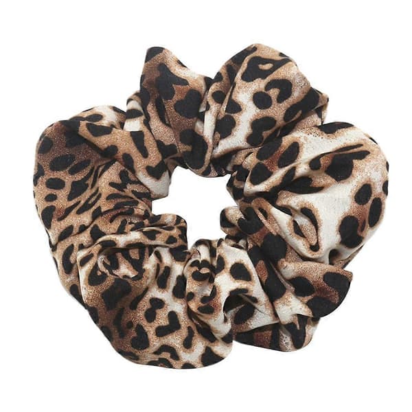 2 stk. Leopard Scrunchies til Kvinder Hestehaleholder Regular Brown Leopard