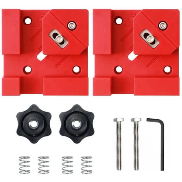 Röda 90° multifunktionsklämmor, 2-pack för träbearbetning och möbelmontering