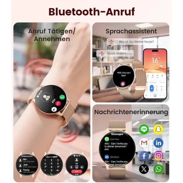Smartwatch 1,43\" HD Always-On Display, Metalkabinet, IP67, Fitness Tracker, Pulsmåler