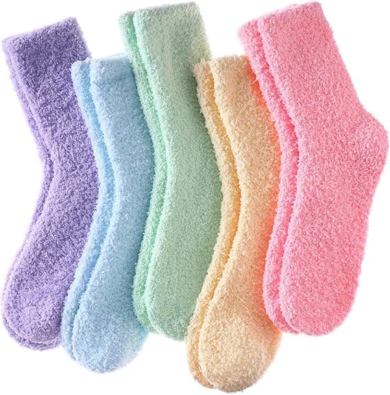 Fuzzy Damstrumpor Mjuka Varma Vintertofflor Mikrofiber Mjuka Sovstrumpor för Hemma