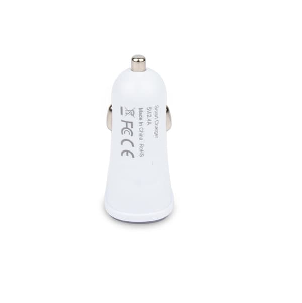 Dubbel USB Billaddare 5V 2.4A, Vit, Snabbladdning med LED-indikator