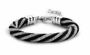 Sort og hvidt armbånd Victoria, rustfrit stål, 23 cm