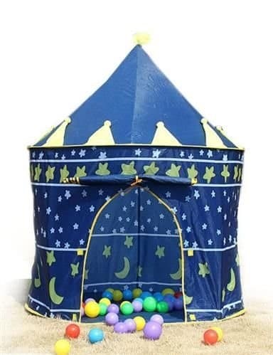 Pop-up lektält för barn, slottstema, 135 x 105 cm, inomhus utomhus, med bärväska