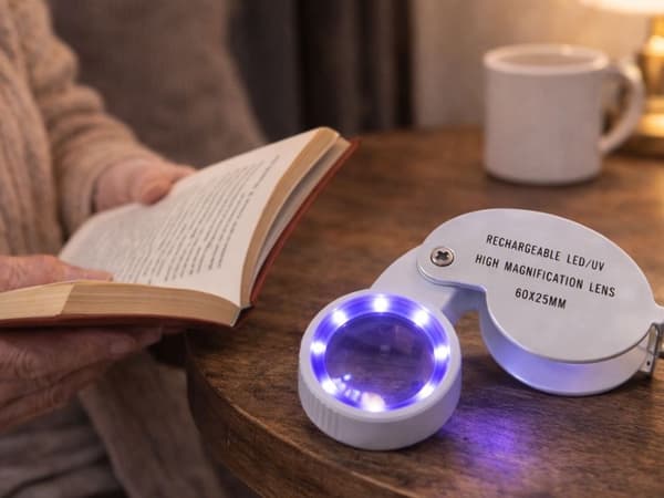 LED USB Uppladdningsbart Förstoringsglas, 60X, Vikbart, för Läsning och Hobby