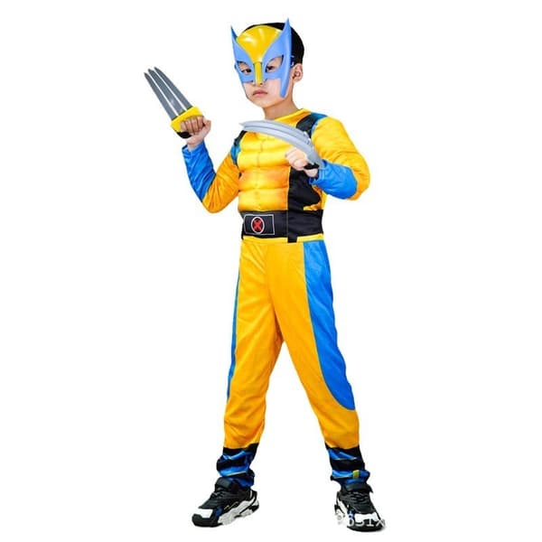 Barn Wolverine & Black Panther Kostym, Spandex Superhjälte Halloween Scendräkt
