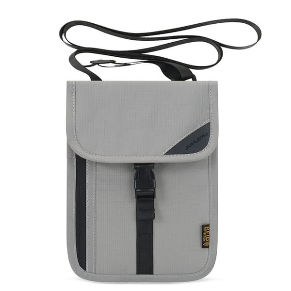 RFID Hals Pung Pas Holder, Lysegrå, Nylon, Rejse Organizer