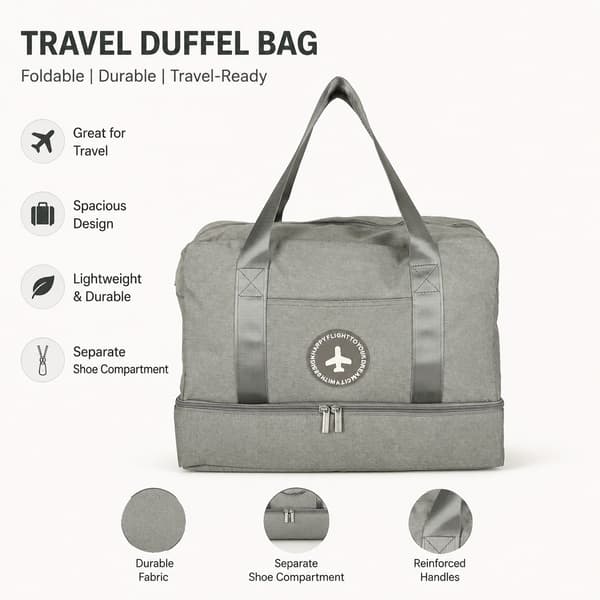 Reisebag, grå, 39x18x30cm, polyester, håndbagasje for Ryanair