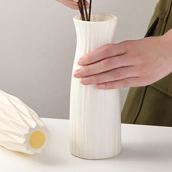 Nordisk Blomstervase, Lille Hvid, Dekorativ Vase til Stue Spisestue