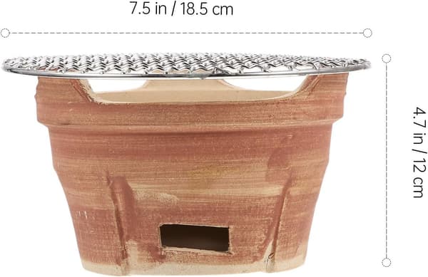 Mini bärbar kolgrill, brun keramik, bordsgrill för matlagning och camping