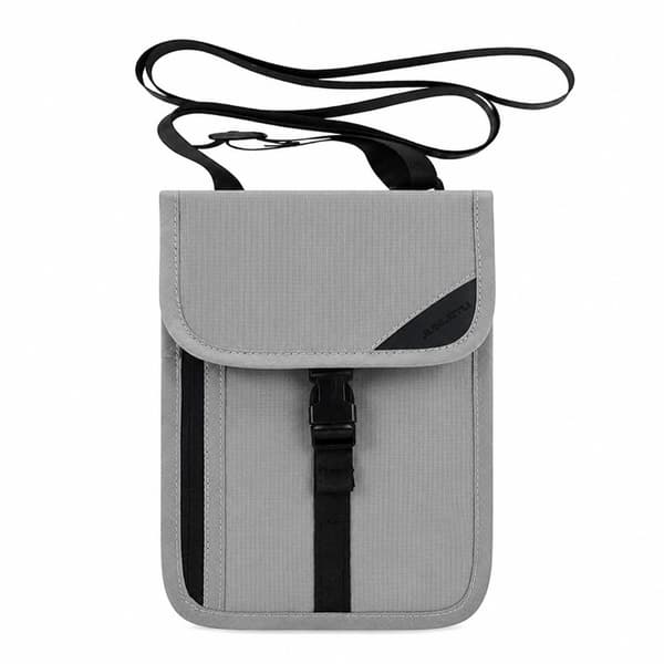 RFID Hals Pung Pas Holder, Lysegrå, Nylon, Rejse Organizer
