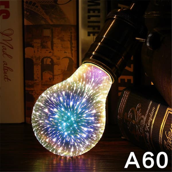 3D Ilotulitus LED-lamppu, E27 4W, Värikäs Koristevalo, Vintage-efekti