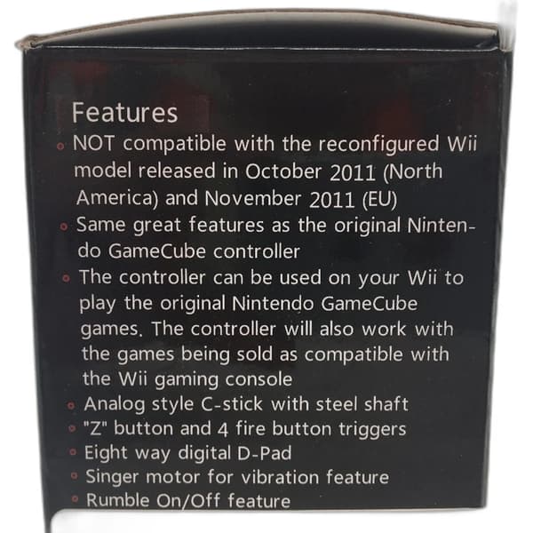Shock kablet spilcontroller til Nintendo Gamecube GC Wii - Retro klassisk USB-controller, sort (demo, mindre ridser)
