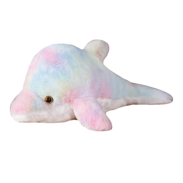 Lysande Plyschleksak Docka Kudde Delfin Docka Heminredning Söt Sovande light up rainbow