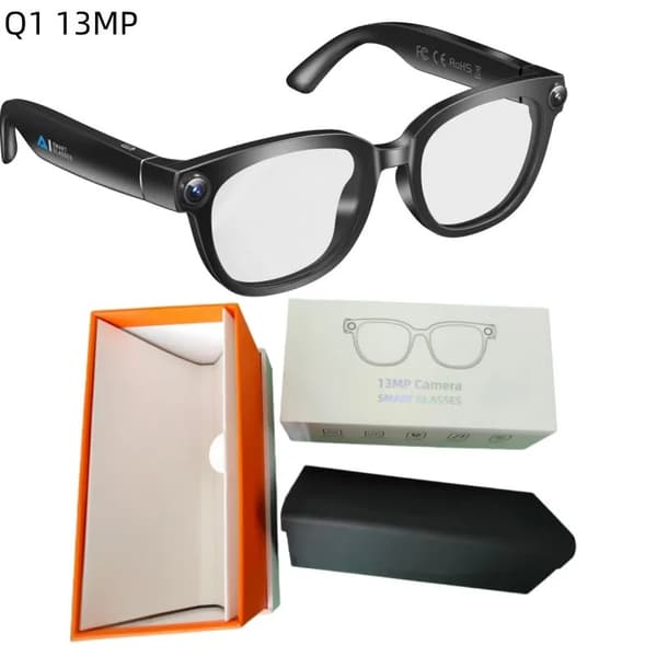Q1 AI Smarta Glasögon, 13MP Kamera, Videoinspelning, Chat GPT, WiFi Bluetooth