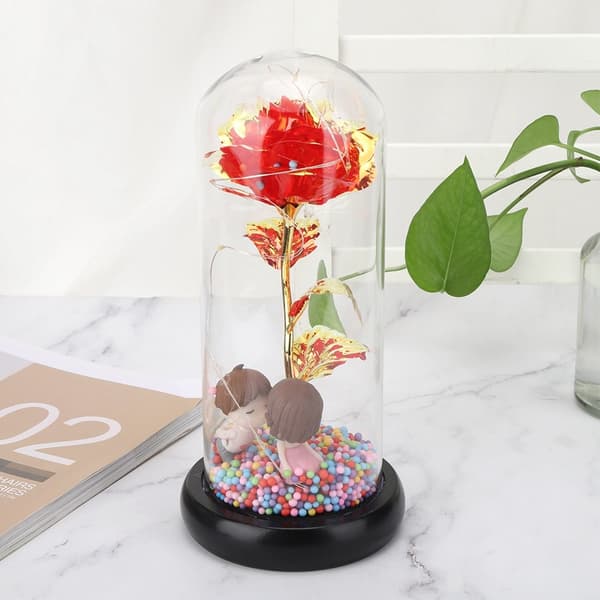 LED Roselampe, Rød, Romantisk Blomster Dekorationslys til Bryllup Fødselsdag Valentinsgave