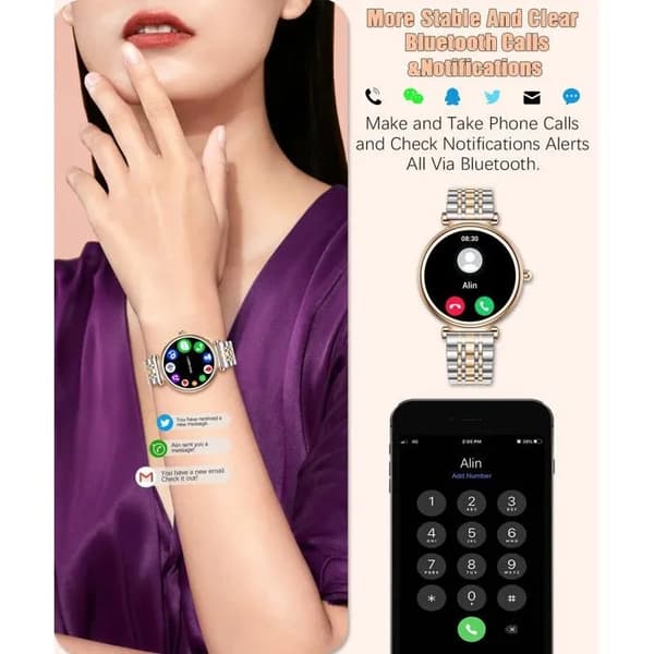 Dame Smartwatch IP67, Pulsmåler, Søvntracker, Aktivitetsmåler, Vandtæt