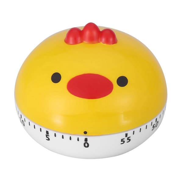 Mekanisk kokketimer, gul kyllingform, manuell kjøkkennedtelling