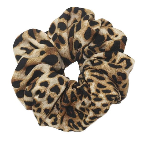 2 stk. Leopard Scrunchies til Kvinder Hestehaleholder Brown Leopard