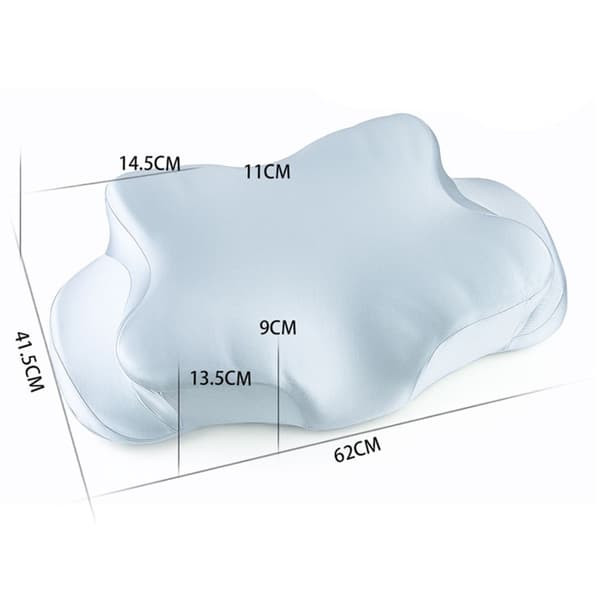 Memory Foam Nakkepute, Ergonomisk Dobbel Støtte, Vaskbart Trekk, Side- og Magesover, Blå