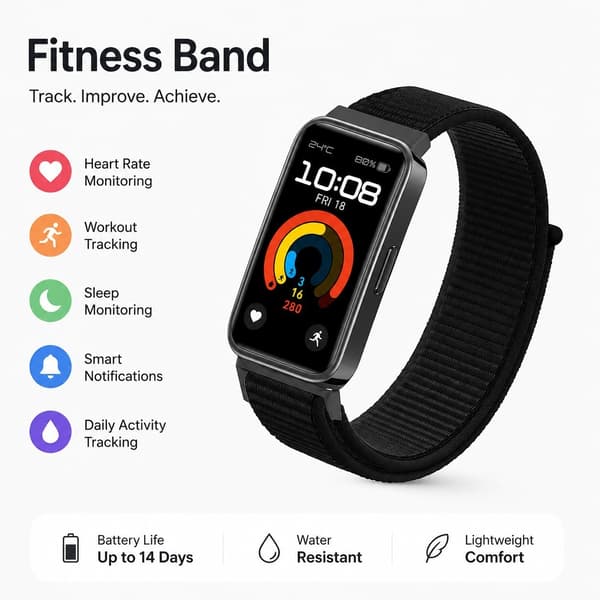 Nylon Urrem til Huawei Band 9/8, Justerbar, Sort