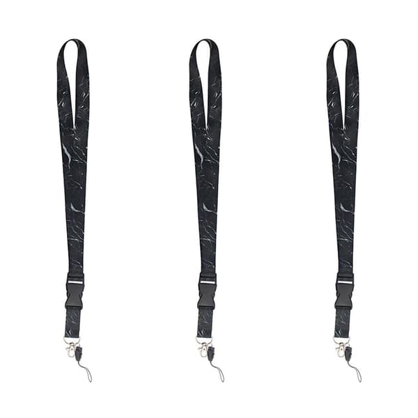 3-pak hurtigudløser nøglering, nylon nøgleholder med karabinhage, sort marmor