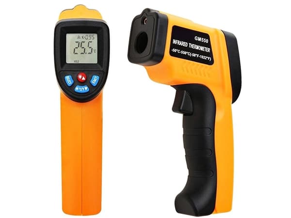 Infraröd termometer -50 till 550°C, Beröringsfri laserpyrometer med LCD-display, Orange