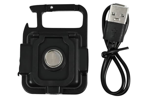 Ladattava avaimenperävalaisin COB-valolla, USB-C, 230 lumenia, 4 tilaa, pullonavaaja